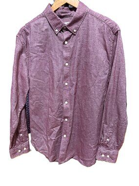 Goodfellow & Co Mens Large Burgundy Button Down Shirt Long Sleeve Maroon Heather